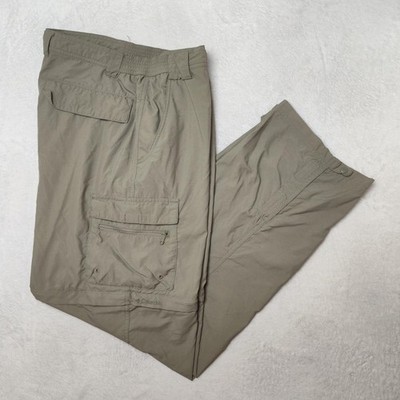Columbia Pants Mens Large Green Cargo Convertible Nylon Relaxed Titanium Fishing