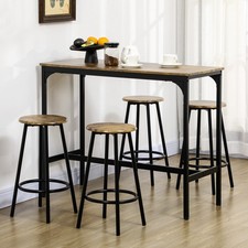 HOMCOM Bartisch mit Barhocker Set, 5-tlg. Bartisch-Set, Bartisch mit 4 Barhocker