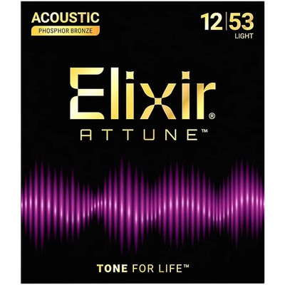 Elixir Attune Phosphor Bronze Acoustic Guitar Strings  Light (1253)