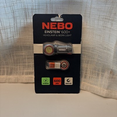 NEBO Einstein 600 Lumen LED Gray Rechargeable Headlamp/Flashlight  NEW $34.99