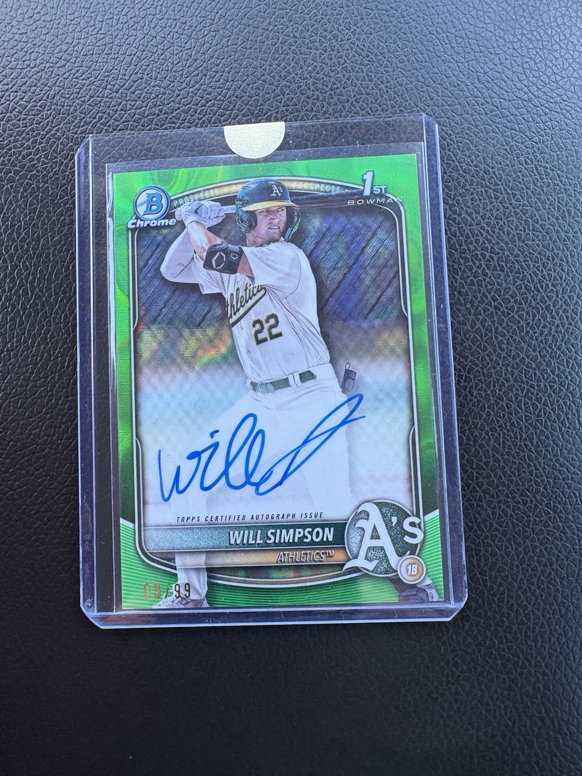 2025 Bowman Chrome Autographs Will Simpson #CPA-WSI Green Lava Bookend 99/99