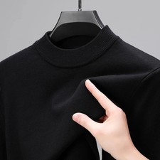 Men's Cashmere Sweater Mock Neck Sweaters Knit Pullover for Male Men Knitwear Sz
