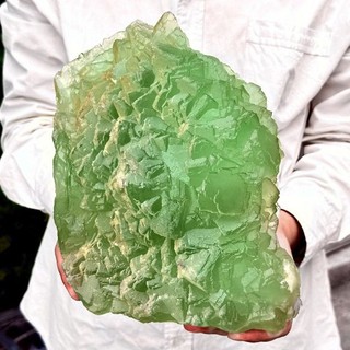 11.9LB Natural green cubic fluorite quartz crystal mineral specimen