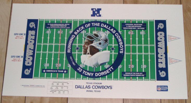 Tony Dorsett Dallas Cowboys 30" by 16.5" NFL Football Lithograph