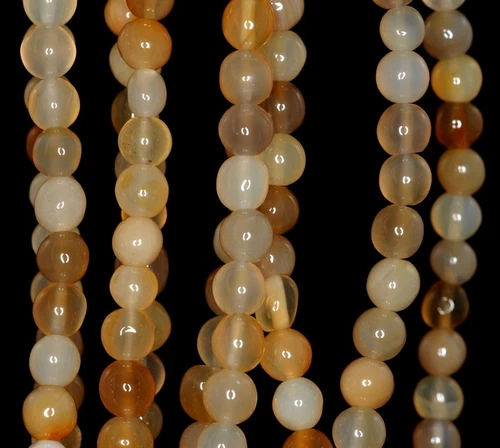 7MM YELLOW AGATE GEMSTONE ROUND LOOSE BEADS 7.5inch - Zdjęcie 2 z 4