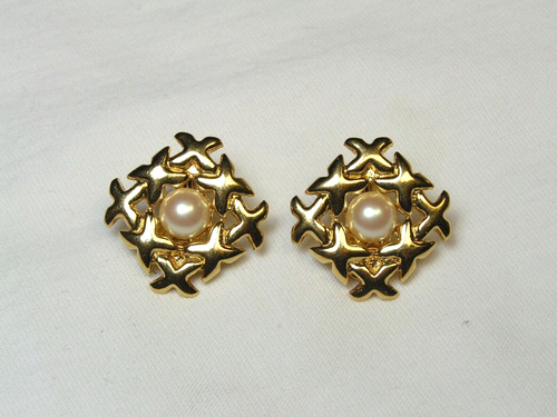 Monet Or Ton, Perle Synthétique à Clipser Boucles D'Oreilles - Photo 3 sur 7