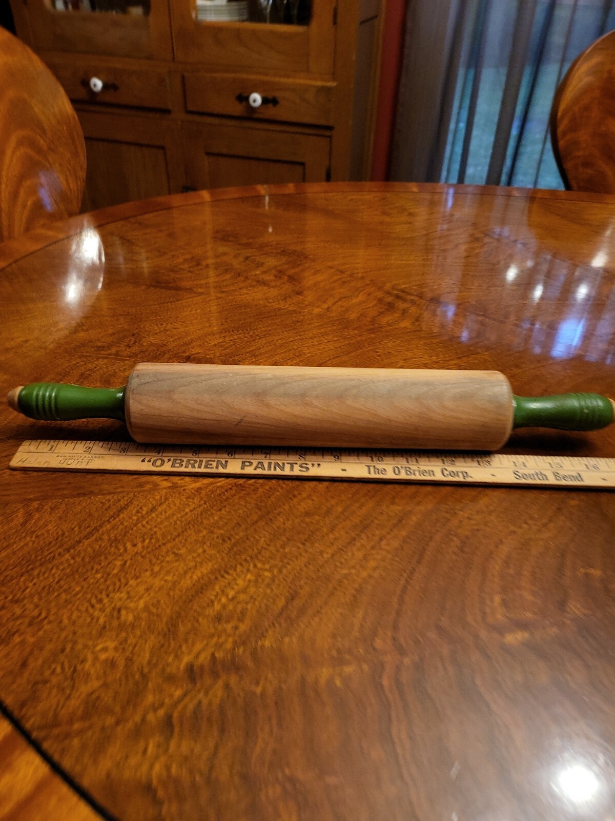 Vintage Munising Maple Rolling Pin with Green Handles Signed eBay