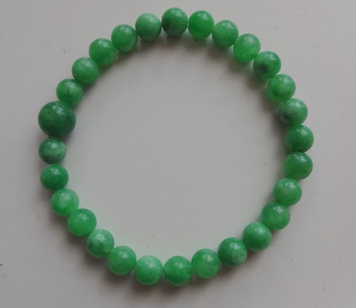 Vintage Asian Chinese Natural Grade A Apple Green Jade Stretch Bracelet - Picture 14 of 15