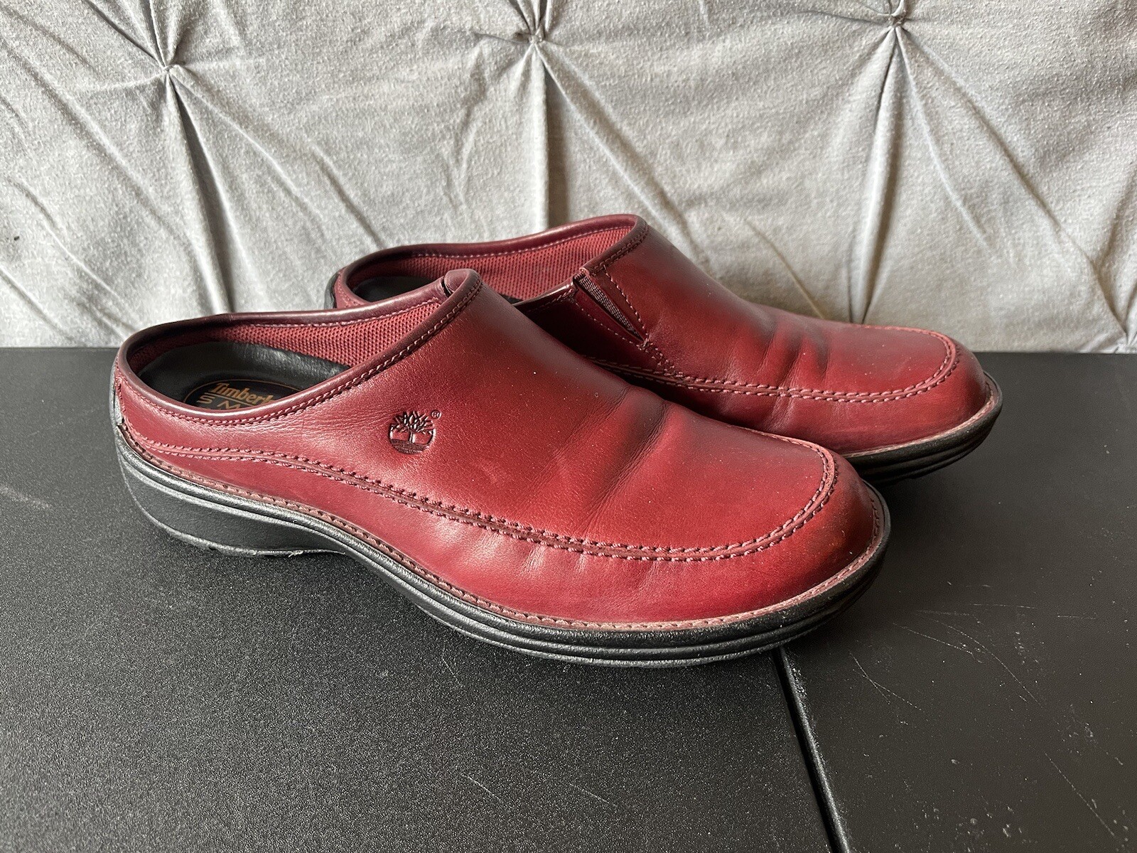 Timberland Womens Red Leather Loafers Smart Comfort System Slip On