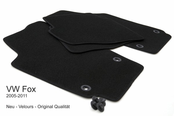 Neu! FußMatten Passend FüR VW Fox Alle Velours Auto Matten 4-Teilig Schwarz-image