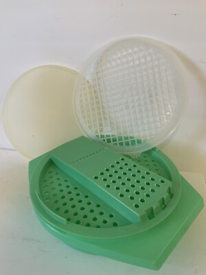 4 PC Tupperware Jadite Green 786 Bowl 787 Slicer/Grater/Shredder with 516 Seal