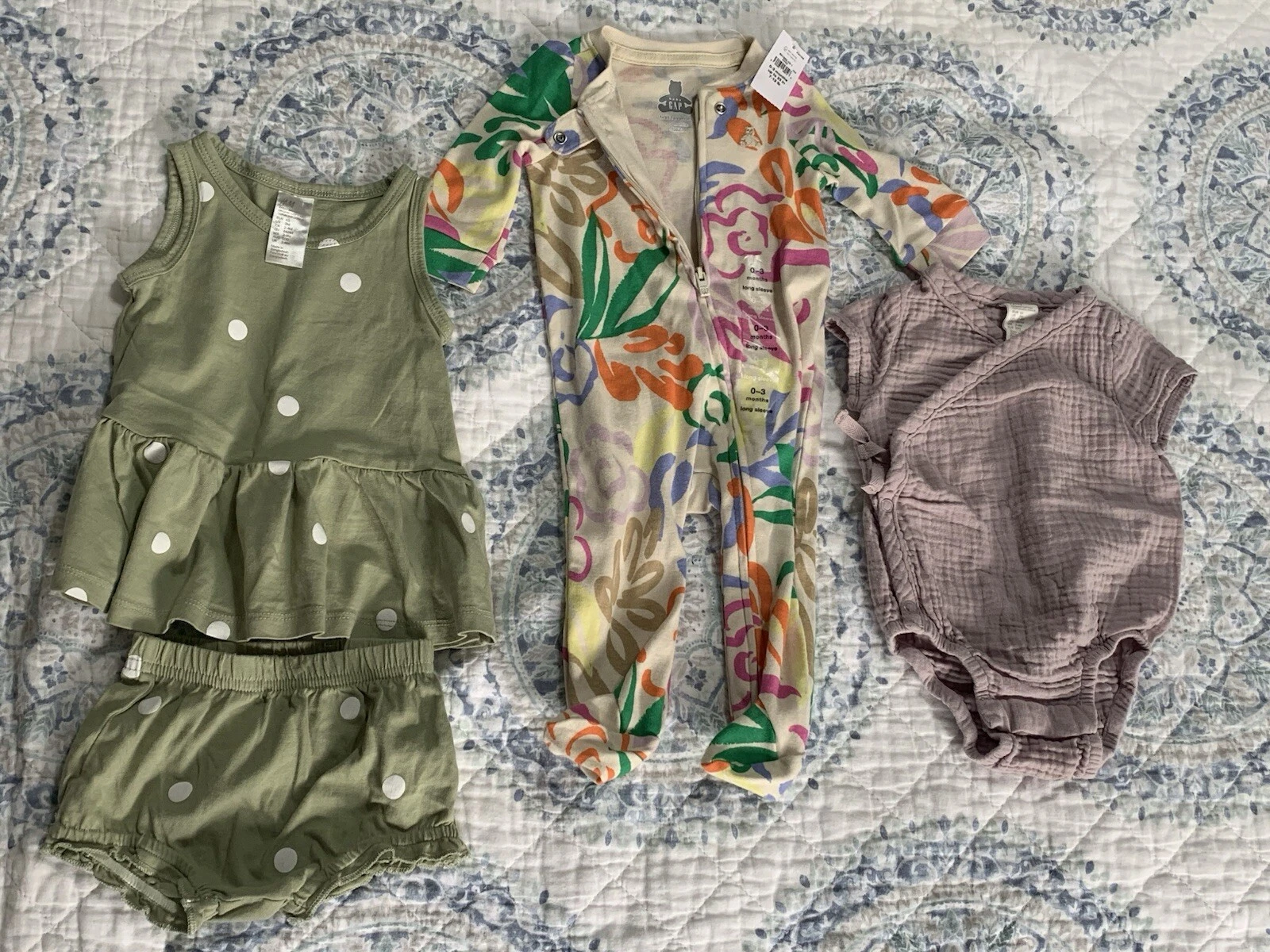 Baby Girl Summer Outfit Lot 3 Months Baby GAP NWT Pajamas H&M Outfit & One Piece