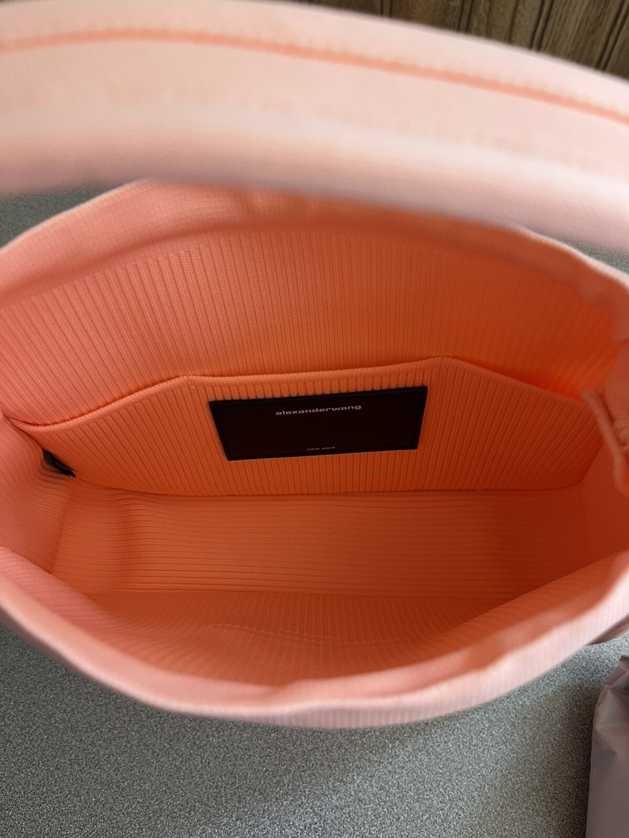 Alexander Wang small ryan rib knit top handle bag faded neon
