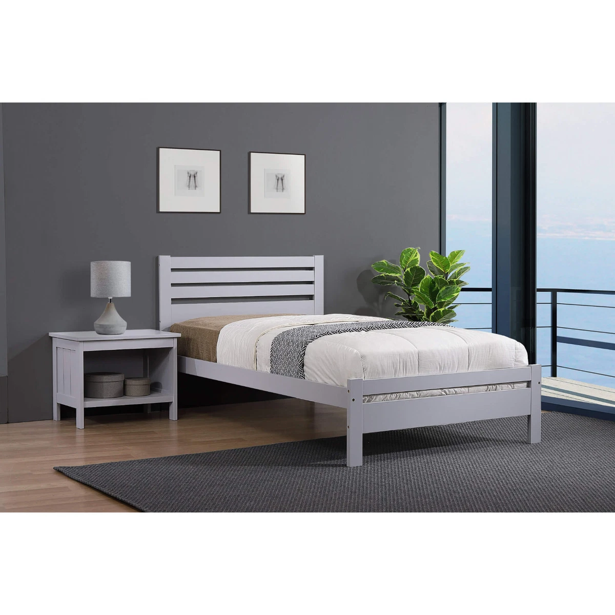 Astley 4 Foot Bed Small Double Bed Solid Hardwood Grey Finish eBay
