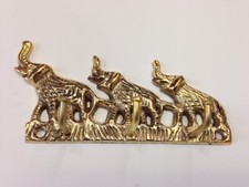 Brass Metal Elephant Three 3 Hooks Wall Mount...