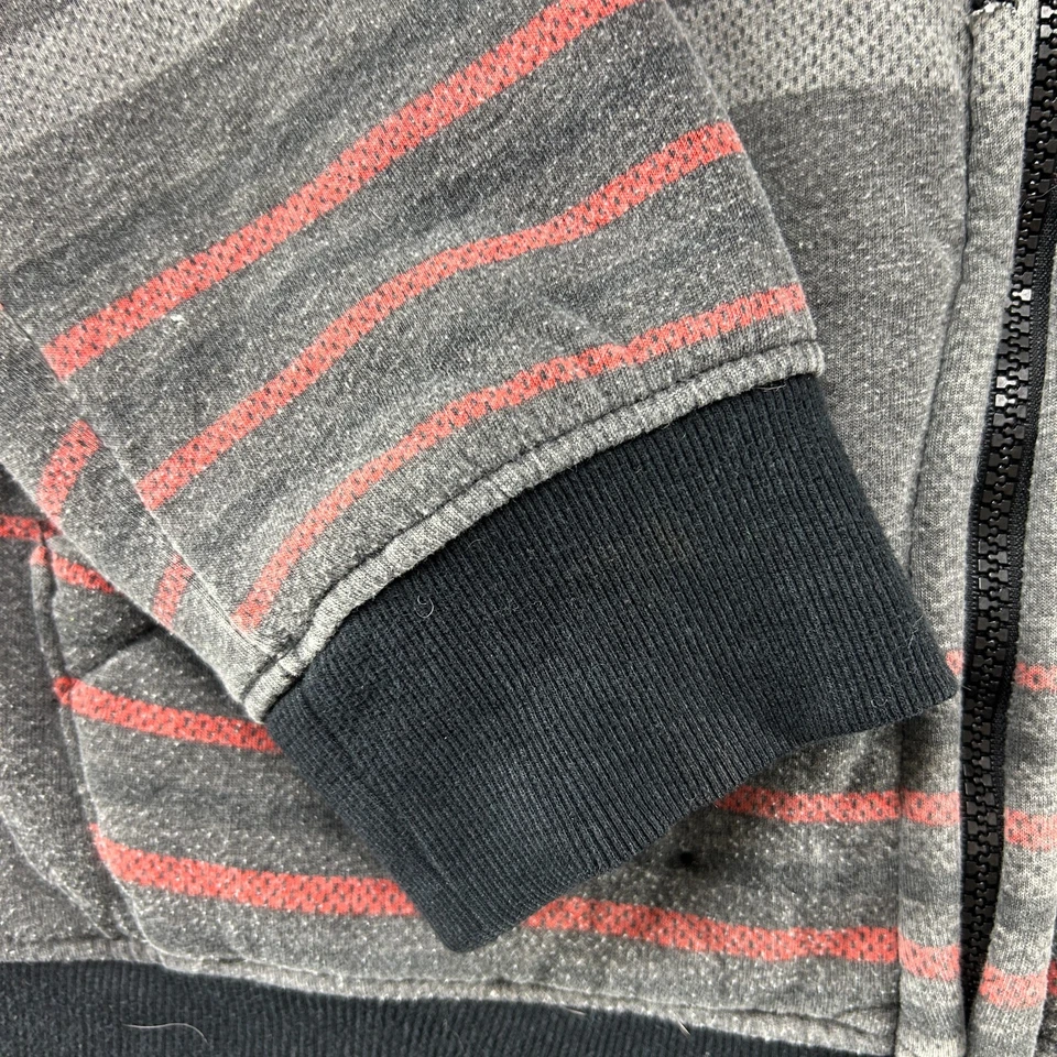 VINTAGE Route 66 Hoodie Mens XL Grey Orange Full Zip Striped Sherpa Skater Y2K - Image 2 of 4