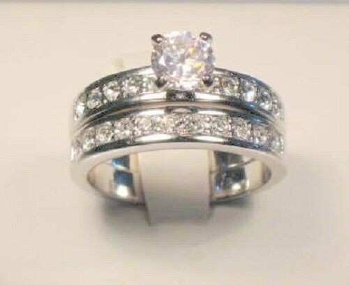 AUSVERKAUF! 2,00 ct LC Moissanit Verlobungsring Ehering Set Edelstahl - Bild 1 von 4