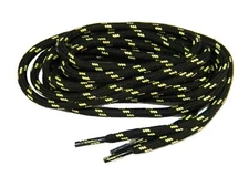 1 Pair - Black w/ Yellow bootlaces made with Kevlar 7/32 thick Heavy shoelaces  