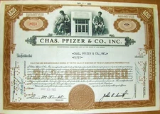 Stock certificate Chas. Pfizer & Co Payee Chas. Pfizer & Co 1951