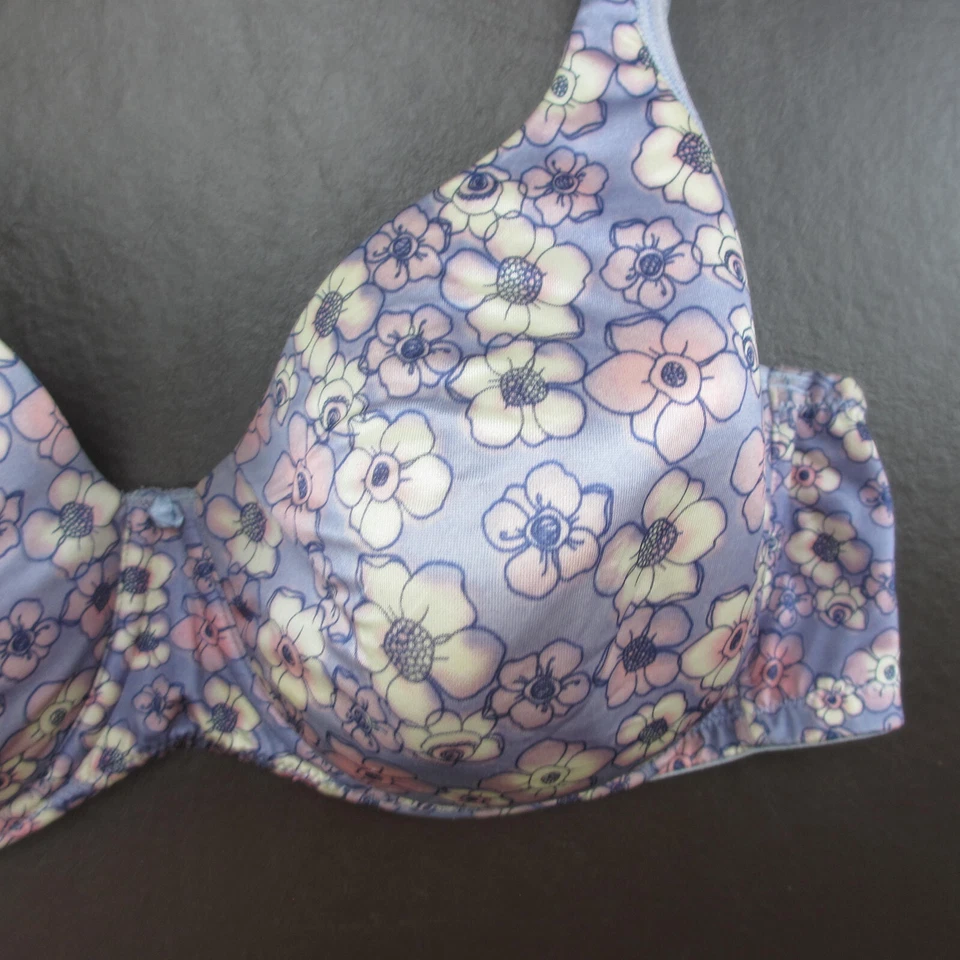 Sujetador Playtex 42D Púrpura Floral Acolchado Con Aros Cierre Ajustable Espalda Foto 4 de 4