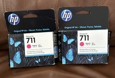 Lot Of 2 HP Genuine 711 Magenta DesignJet Ink Cartridge CZ131A 7/24 8/24. NEW