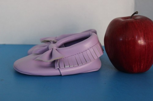 Infant Baby Fringe Tassel Lavender Purple MOCCASINS~Crib Shoes~Size 3 - 第 3/6 張圖片