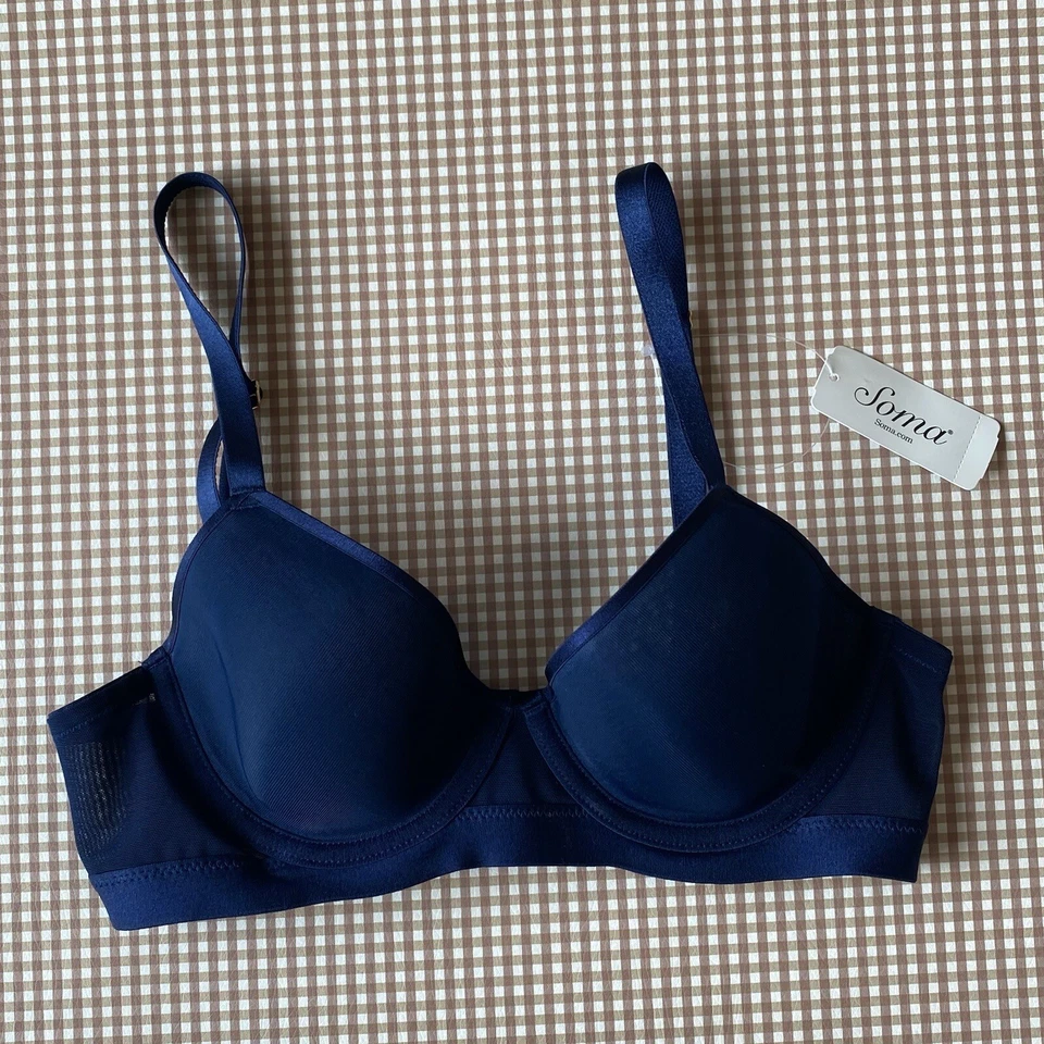 Sujetador vaquero liso lift más ligero SOMA. Semi transparente talla 34A. AZUL. Nuevo con etiquetas Foto 2 de 4