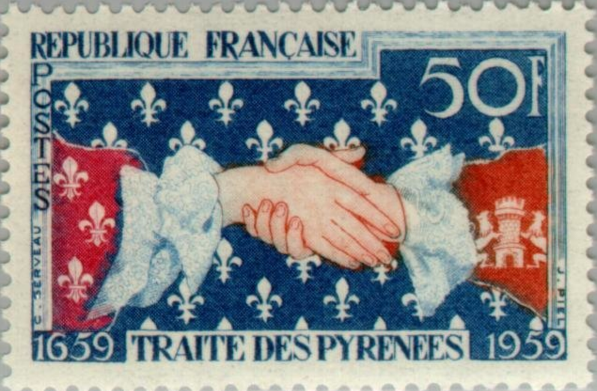 France #YT1223 MH 1959 Pyrenees Treaty Hands Fleur de Lis