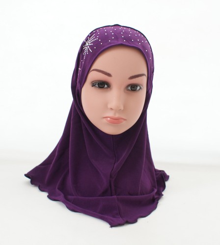 Muslim Kids Girls Hijab Scarf Islamic Children Hot Drilling Scarf Headscarf 2-6Y - Picture 4 of 132