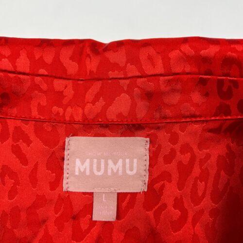 Show Me Your Mumu Red Cheetah Silky Slumber PJ Shirt Size Large - Picture 3 of 5