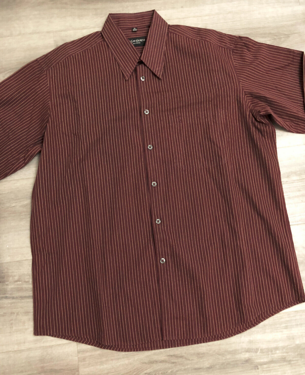 Camicia a righe Yves Saint Laurent YSL marrone taglia XL 43 44