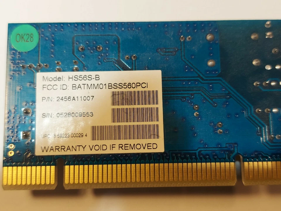 Módem de acceso telefónico PCI Smartlink 94V-0 HS56S-B 2456A11007 Foto 2 de 3