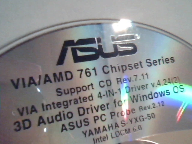 Driver Support CD ASUS VIA/AMD 761 Chipset Series 3D Audio PC.