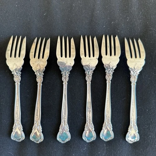 Six Gorham Chantilly Sterling Silver Dessert Forks with Monogram