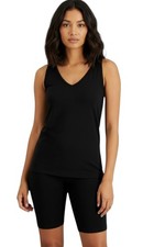 Alfani 2PCS Women Ultra Soft Modal Black Pajama Tank Top Short Set. Size Med