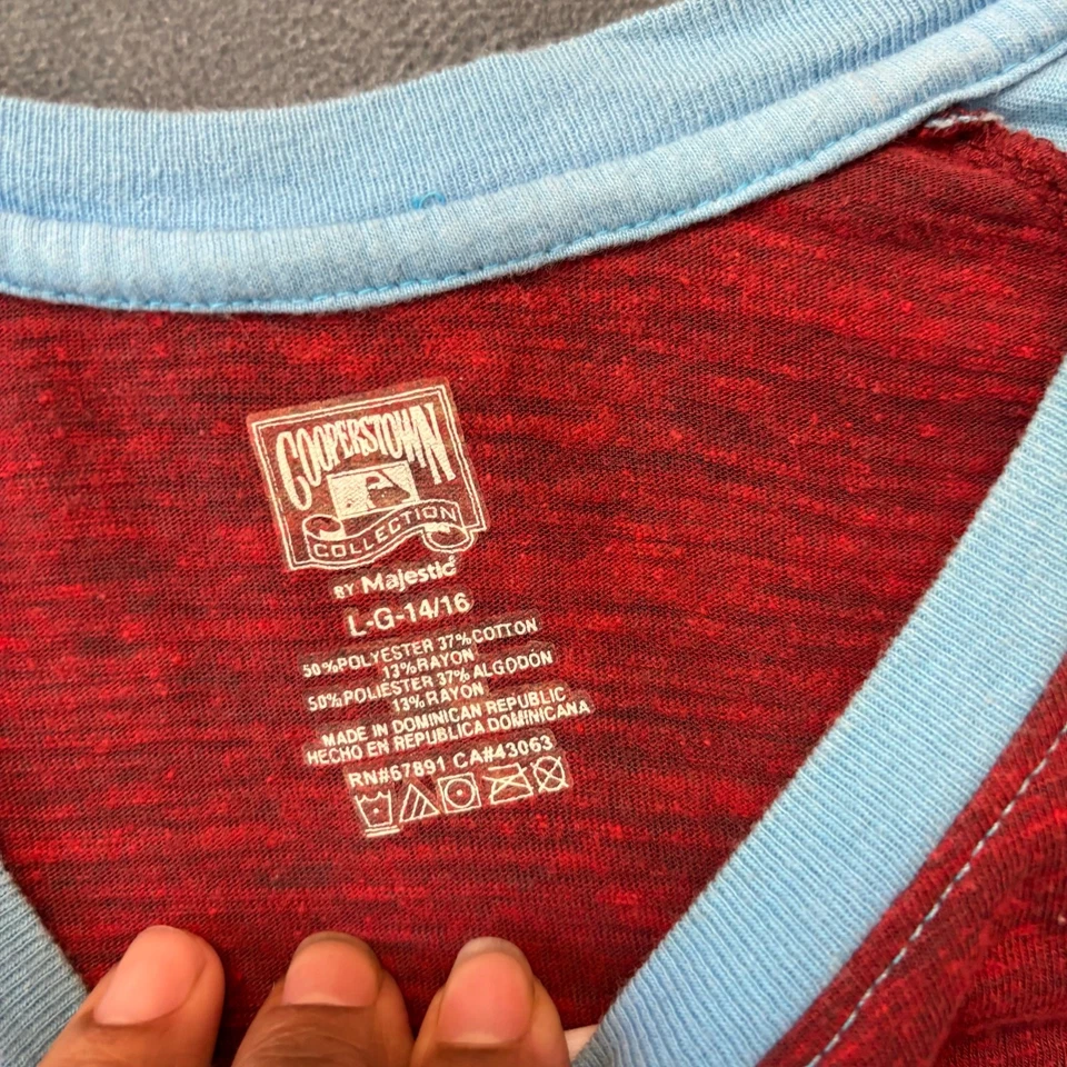 St Louis Cardinals Shirt Cooperstown Collection Majestic Raglan MLB Baseball LG - Image 3 of 4