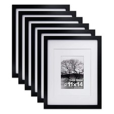 Egofine 11x14 Black Solid Wood Picture Frames 6-Pack with Plexiglass
