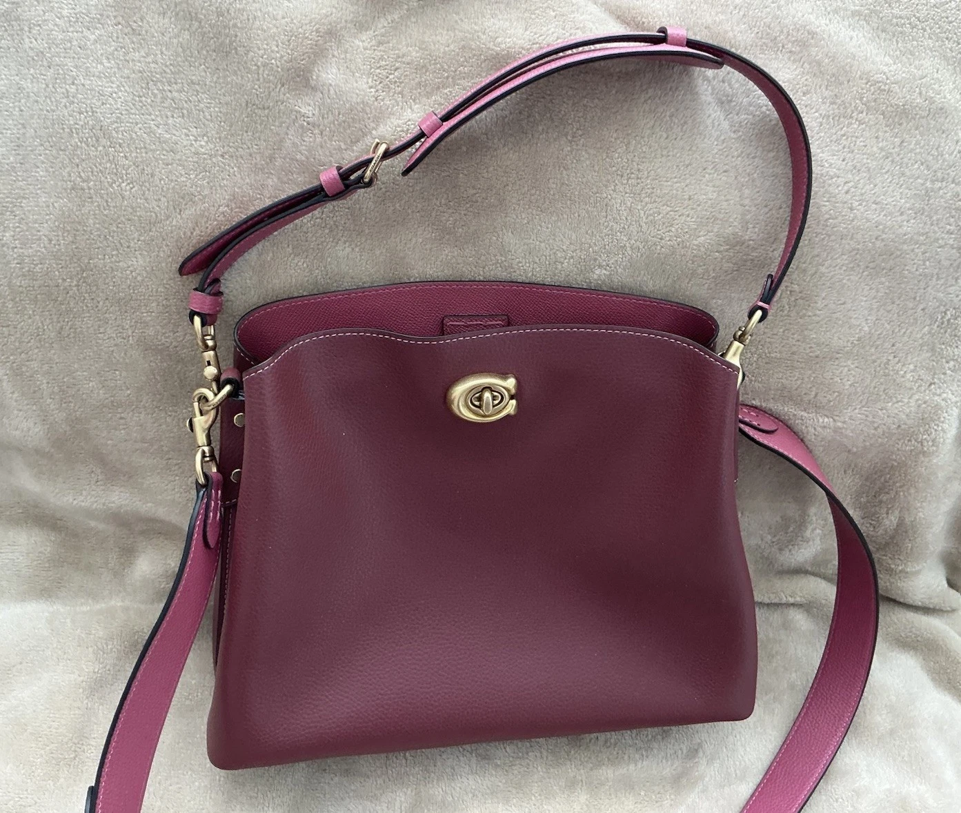 Coach Salice Secchiello Borsa Borsetta Borsetta Pelle Vino