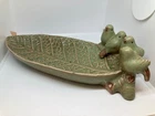 Vintage Dan Drumm Studios Ceramic Birds Perched On Leaf Serving Dish 10.5" X 4"