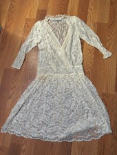 Vintage Scott McClintock Lace Dress Cream Colored With Matching Slip