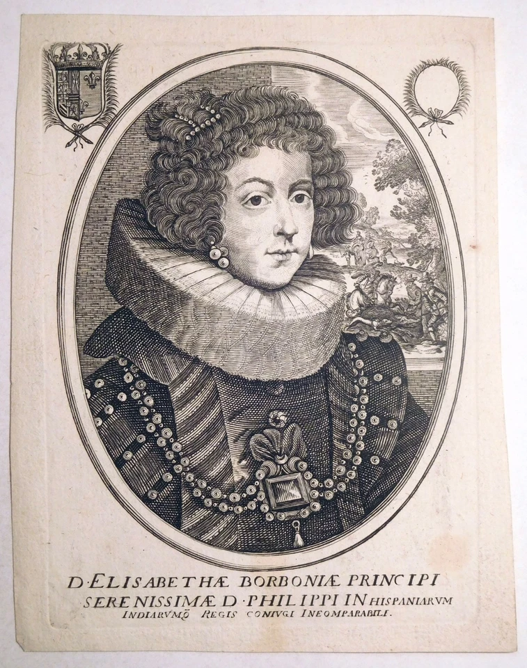 Kupferstich, Elisabeth von Bourbon, um 1660, Frankreich - Bild 2 von 3