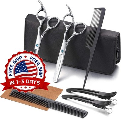 Set De Tijeras Para Corte Y Entresacar Cabello Kit Profesional Herramientas NEW.