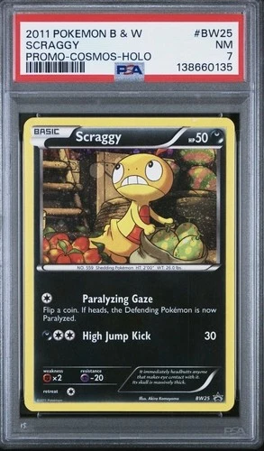 2011 Pokemon B & W Scraggy BW25 Black Star Promo Cosmos Rare PSA 7