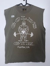 Gold's Gym Mens Muscle Joe Bodybuilding T Shirt Sleeveless Green Size M 20.5x28