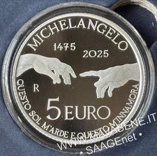 Italy 2025 Michelangelo The Creation Coin 5 Euro Silver Proof Mintage 5000