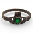 925 Sterling Silver Green Heart Gem Ring Size 10.5 2.5g Vintage