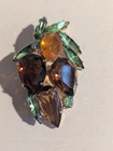 Vintage Rhinestone Costume Jewelry Brooch - Fruit Cluster Design