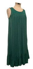 April Cornell XS Green Tea Crochet Top Slit Pocket Ruffle Stretch Cotton Dress