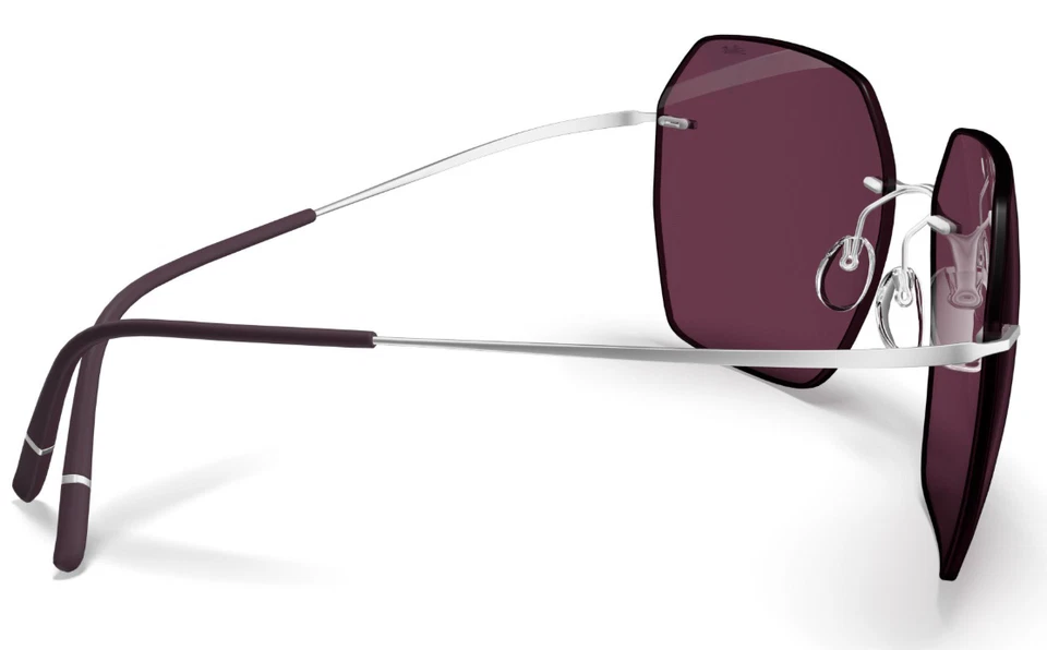 Óculos de sol Silhouette TMA Caleum 8745 7000 ródio/vermelho escuro sem aro titânio - Imagem 4 de 4