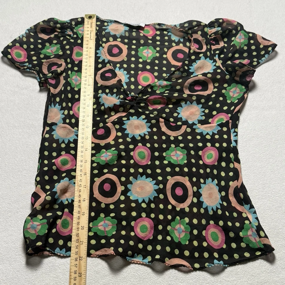 Top Moschino Y2K de malla transparente para mujer S/M flor negra hecho en Italia Foto 4 de 4